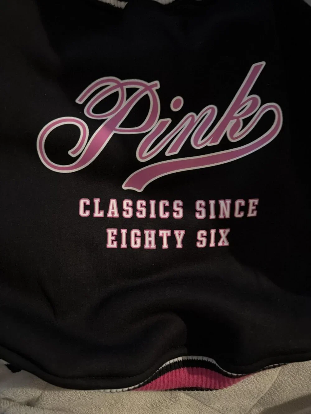 New Sz M Victoria's Secret Super Soft High-Quality PINK Pup Pet Varsity Jacket